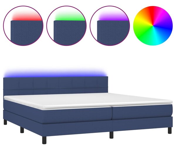 VidaXL Κρεβάτι Boxspring με Στρώμα & LED Μπλε 200x200 εκ. Υφασμάτινο