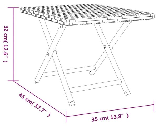 Τραπέζι Πτυσσόμενο Καφέ 45 x 35 x 32 εκ. από Συνθετικό Ρατάν - Καφέ