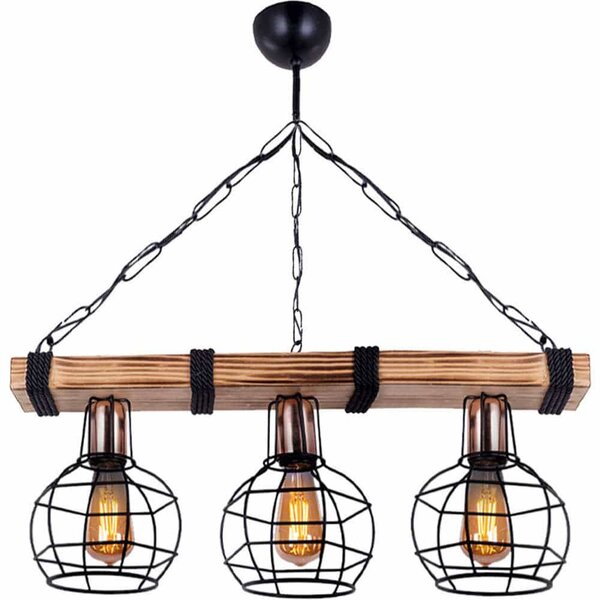 Φωτιστικό Οροφής - Ράγα Marit 0207352 50x15x65cm 3xE27 60W Walnut-Black Megapap