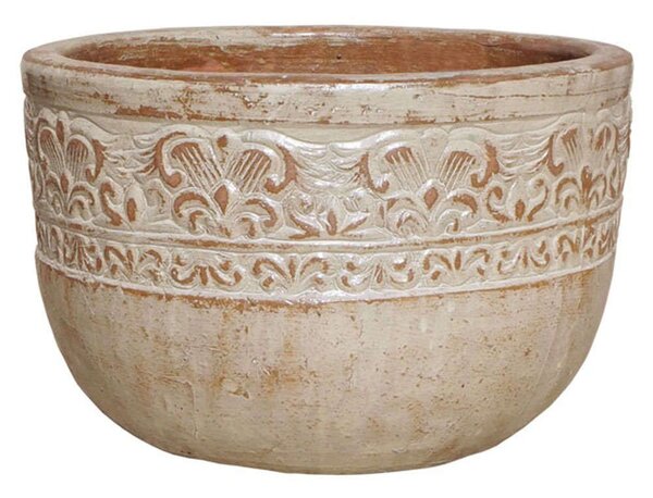 Κασπώ Πήλινο 06-00-21275-L Φ54x36cm Ecru-Terracotta Marhome