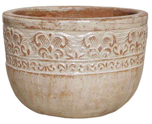 Κασπώ Πήλινο 06-00-21275-M Φ42x29cm Ecru-Terracotta Marhome