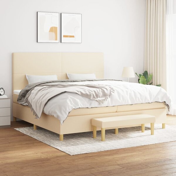 VidaXL Κρεβάτι Boxspring με Στρώμα Κρεμ 200x200 εκ. Υφασμάτινο