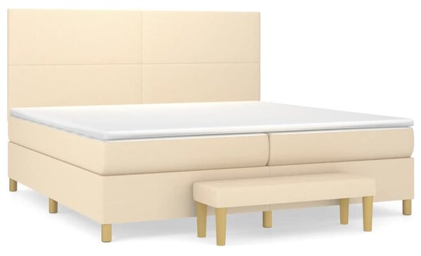 VidaXL Κρεβάτι Boxspring με Στρώμα Κρεμ 200x200 εκ. Υφασμάτινο