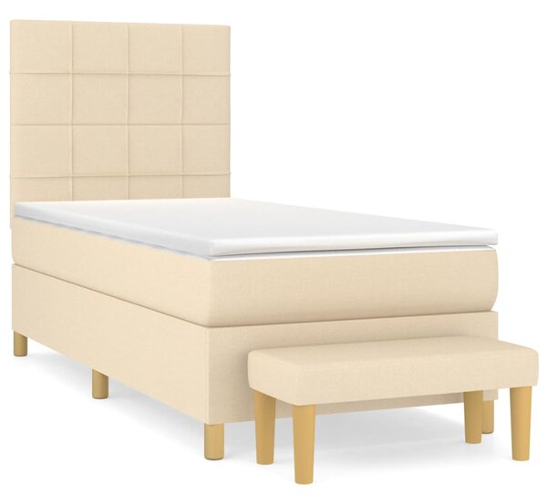 VidaXL Κρεβάτι Boxspring με Στρώμα Κρεμ 80 x 200 εκ. Υφασμάτινο