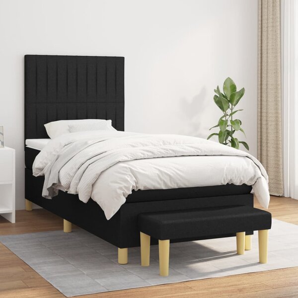 VidaXL Κρεβάτι Boxspring με Στρώμα Μαύρο 100 x 200 εκ. Υφασμάτινο