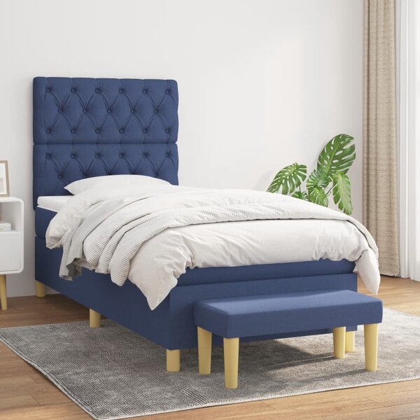 VidaXL Κρεβάτι Boxspring με Στρώμα Μπλε 80x200 εκ. Υφασμάτινο