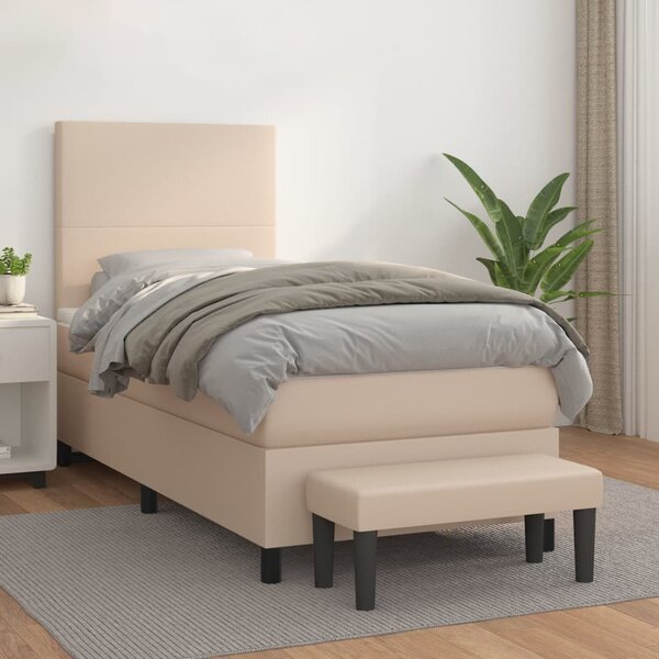 VidaXL Κρεβάτι Boxspring με Στρώμα Καπουτσίνο 80x200 εκ. Συνθ. Δέρμα