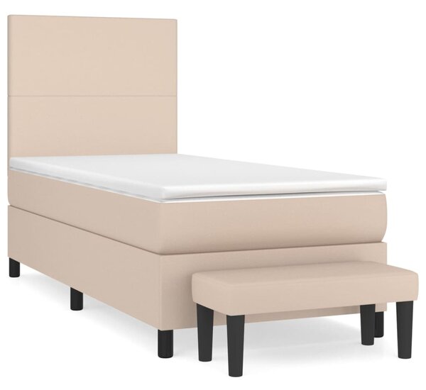 VidaXL Κρεβάτι Boxspring με Στρώμα Καπουτσίνο 80x200 εκ. Συνθ. Δέρμα