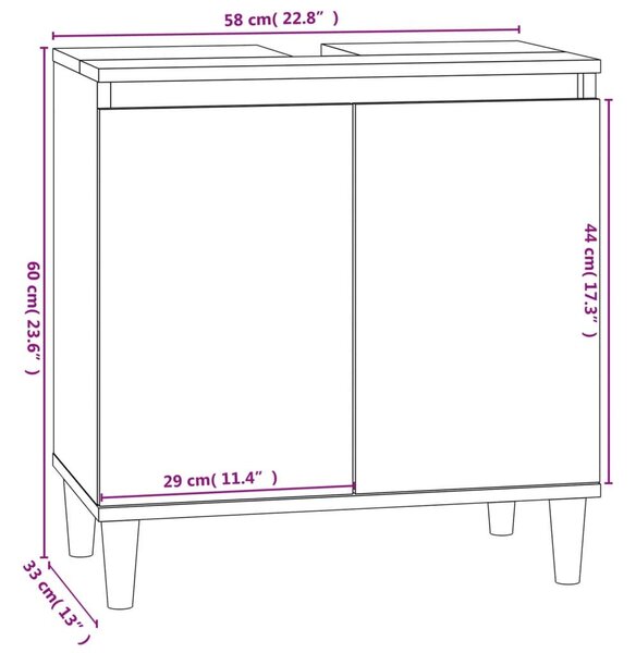 Ντουλάπι Νιπτήρα Γκρι Σκυρ. 58x33x60 εκ. Επεξεργασμένο Ξύλο - Γκρι