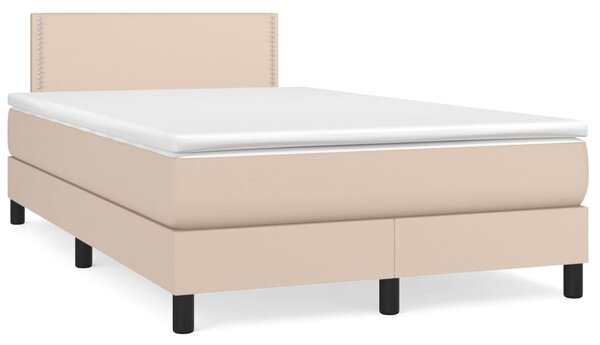 VidaXL Κρεβάτι Boxspring με Στρώμα Καπουτσίνο 120x200εκ.από Συνθ.Δέρμα