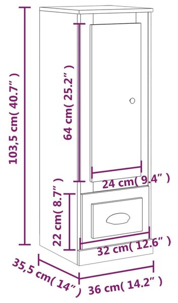 Ντουλάπι Μαύρο 36x35,5x103,5 εκ. από Επεξεργασμένο Ξύλο - Μαύρο