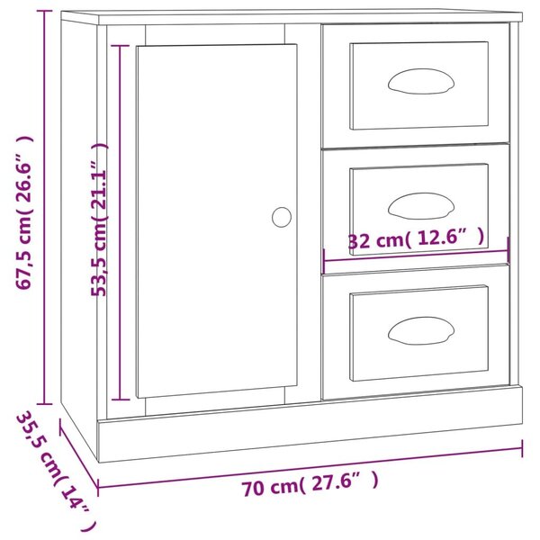 Ντουλάπι Γυαλιστερό Λευκό 70x35,5x67,5 εκ. Επεξεργασμένο Ξύλο - Λευκό