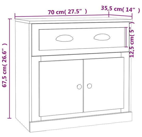 Μπουφές Καπνιστή Δρυς 70x35,5x67,5 εκ. από Επεξεργασμένο Ξύλο - Καφέ