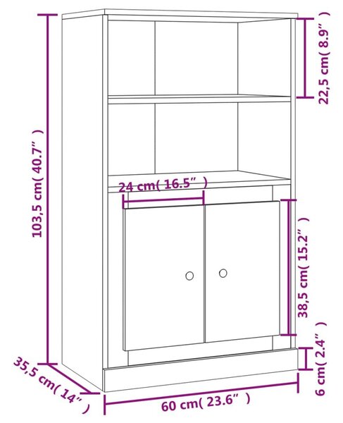 Ντουλάπα Καπνιστή δρυς 60x35,5x103,5 εκ. από Επεξεργασμένο Ξύλο - Καφέ