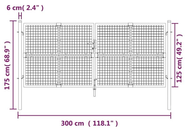 Πόρτα Περίφραξης με Πλέγμα Ανθρακί 300x175 εκ. Γαλβαν. Χάλυβας - Ανθρακί