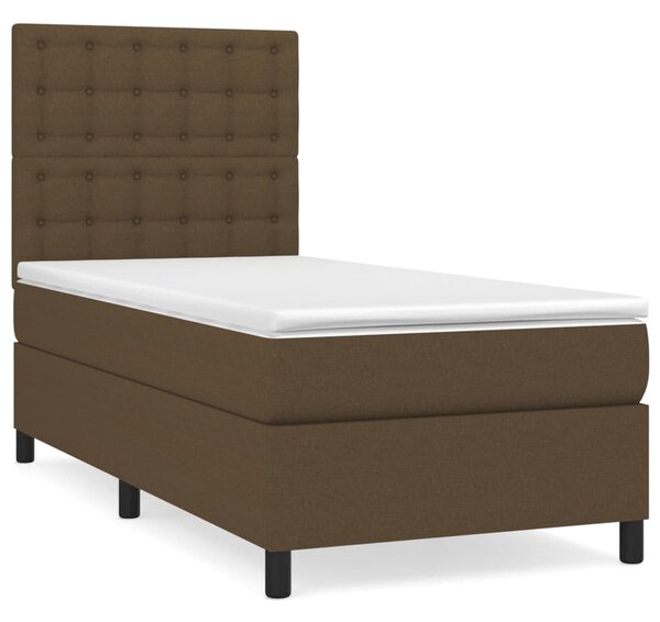 VidaXL Κρεβάτι Boxspring με Στρώμα Σκούρο Καφέ 80x200 εκ. Υφασμάτινο