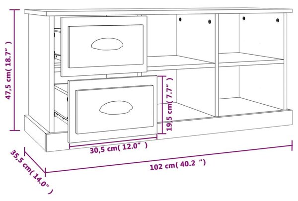 Έπιπλο Τηλεόρασης Καφέ Δρυς 102x35,5x47,5εκ. Επεξεργασμένο Ξύλο - Καφέ