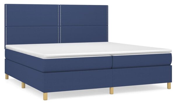 VidaXL Κρεβάτι Boxspring με Στρώμα Μπλε 200x200 εκ. Υφασμάτινο