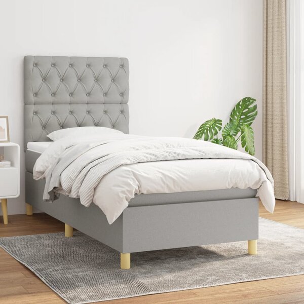 VidaXL Κρεβάτι Boxspring με Στρώμα Ανοιχτό Γκρι 80x200 εκ. Υφασμάτινο