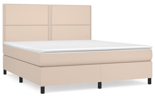 VidaXL Κρεβάτι Boxspring με Στρώμα Καπουτσίνο 160x200εκ.από Συνθ.Δέρμα