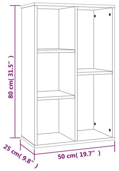 Βιβλιοθήκη/Βοηθητικό Ντουλάπι Καφέ Δρυς 50x25x80 εκ Επεξ Ξύλο - Καφέ