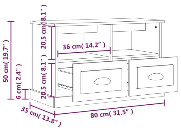 Έπιπλο Τηλεόρασης Sonoma Δρυς 80x35x50 εκ. Επεξ. Ξύλο - Καφέ