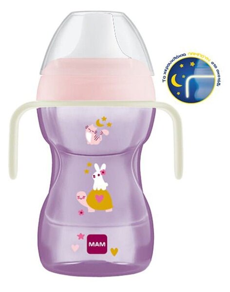 Ποτηράκι Με Χερούλια Fun to Drink Cup Night 463G 270ml 8+ Μηνών Pink Mam