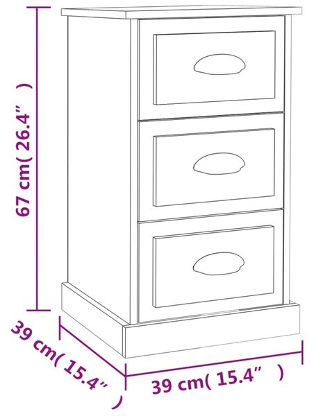 Κομοδίνο Sonoma Δρυς 39 x 39 x 67 εκ. από Επεξεργασμένο Ξύλο - Καφέ