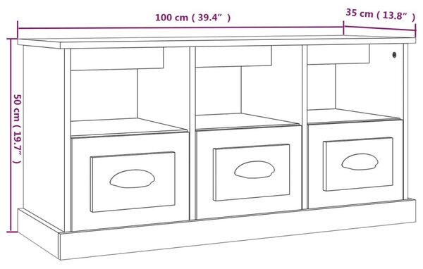 Έπιπλο Τηλεόρασης Λευκό 100 x 35 x 50 εκ. Επεξεργασμένο Ξύλο - Λευκό