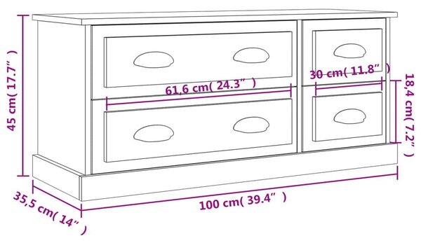 Έπιπλο Τηλεόρασης Γκρι Sonoma 100x35,5x45 εκ. Επεξ. Ξύλο - Γκρι