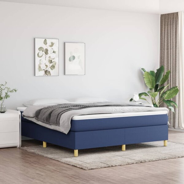 VidaXL Κρεβάτι Boxspring με Στρώμα Μπλε 180x200 εκ. Υφασμάτινο