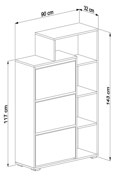 ΠΑΠΟΥΤΣΟΘΗΚΗ ROBBEN HM18189.01 ΜΕΛΑΜΙΝΗ ΣΕ ΛΕΥΚΟ 90x30x143Υεκ