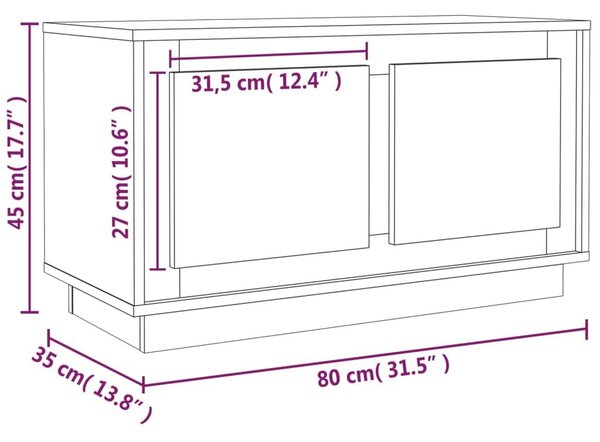 Έπιπλο Τηλεόρασης Καπνιστή Δρυς 80x35x45 εκ. Επεξ. Ξύλο - Καφέ