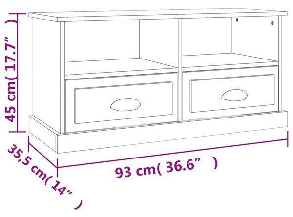 Έπιπλο Τηλεόρασης Γκρι Sonoma93x35,5x45 εκ. από Επεξεργ. Ξύλο - Γκρι