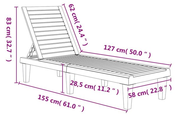 Ξαπλώστρες 2 τεμ. Μαύρες 155 x 58 x 83 εκ. από Πολυπροπυλένιο - Μαύρο