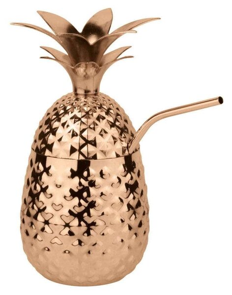 Ποτήρι Με Καλαμάκι & Καπάκι Pineapple 44945C05 500ml Copper Paderno