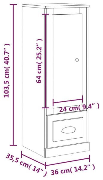 Ντουλάπι Καφέ δρυς 36x35,5x103,5 εκ. από Επεξεργασμένο Ξύλο - Καφέ