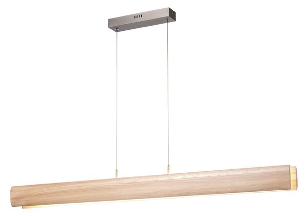 Brilliant LED κρεμαστή λάμπα Monterra, μήκος 100 cm, ανοιχτό καφέ, ξύλο, ρυθμιζόμενος, Ξύλου, Σαλόνι / τραπεζαρία, Ξύλο