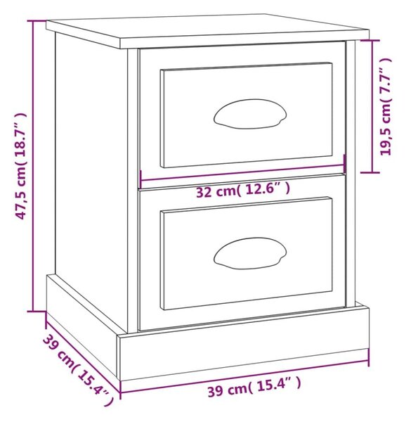 Κομοδίνο Καπνιστή δρυς 39x39x47,5 εκ. από Επεξεργασμένο Ξύλο - Καφέ