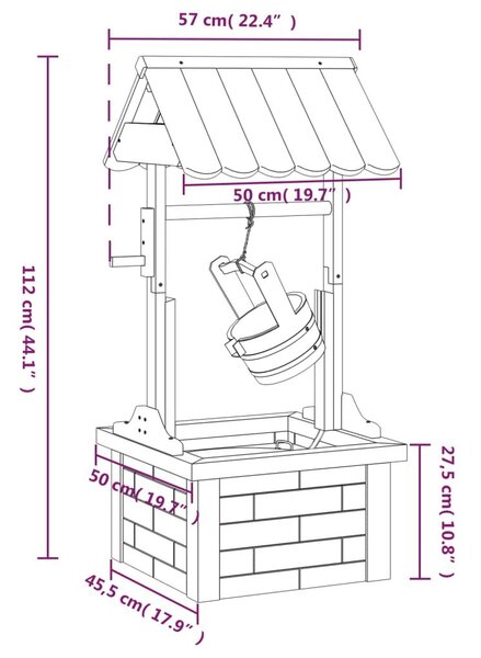 Σιντριβάνι Ευχών με Αντλία 57x50x112 εκ. από Μασίφ Ξύλο Ελάτης - Καφέ