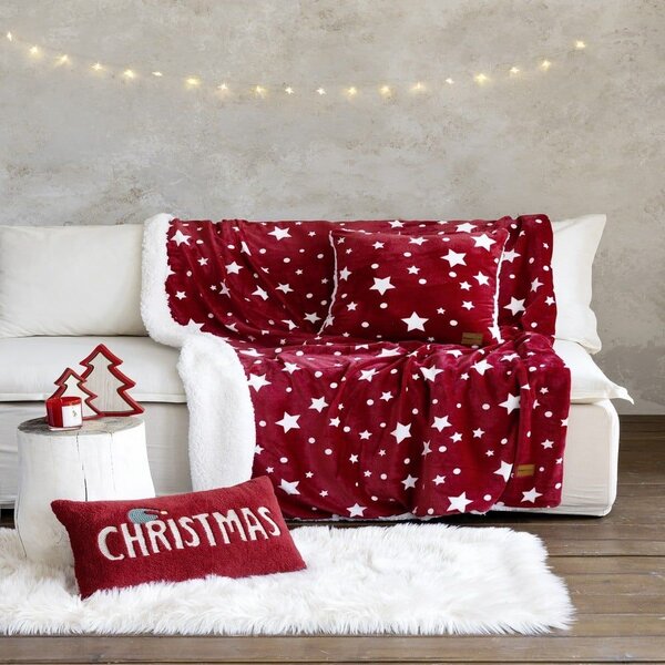 Κουβέρτα Καναπέ Xmas Stars Red-White Nima