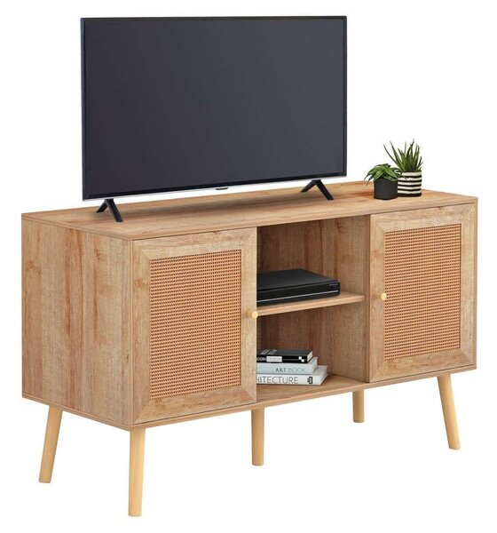 Έπιπλο Τηλεόρασης Colm HM9223.11 Με Πόρτες Rattan 120x39x56,5cm Natural