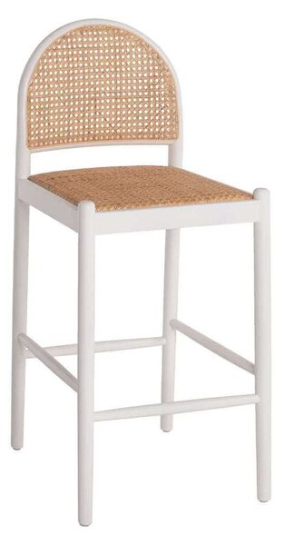 Σκαμπό Μπαρ HM9408.03 43,5x50x98cm Από Οξιά Rattan Αψίδα Πλάτη White-Beige