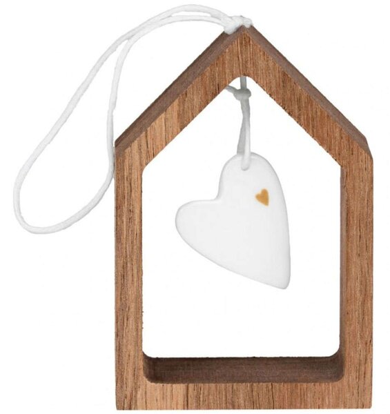 Στολίδι Χριστουγεννιάτικο Heart RD0092120 5x7cm Natural-White Raeder