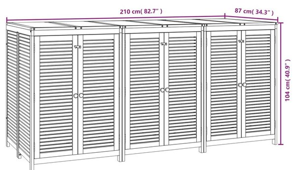 Μπαούλο Αποθήκευσης Κήπου 210x87x104 εκ. από Μασίφ Ξύλο Ακακίας - Καφέ