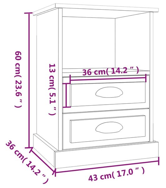 Κομοδίνο Γκρι Σκυροδέματος 43x36x60 εκ. - Γκρι