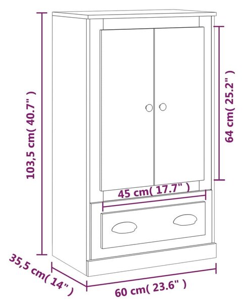 Ντουλάπι Γυαλ. Λευκό 60x35,5x103,5 εκ. από Επεξεργασμένο Ξύλο - Λευκό