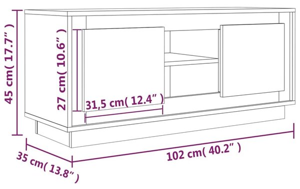 Έπιπλο Τηλεόρασης Γκρι Σκυροδέματος 102x35x45εκ. Επεξεργ. Ξύλο - Γκρι