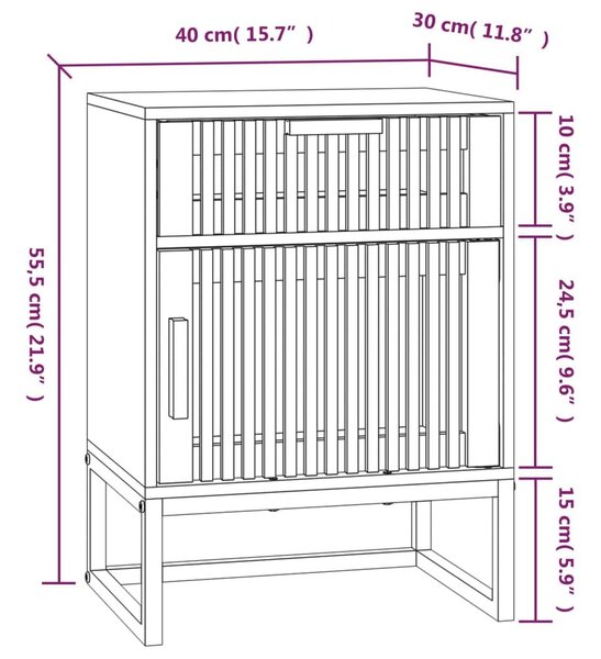 Κομοδίνα 2 τεμ. 40x30x55,5 εκ Επεξεργασμένο Ξύλο & Σίδερο - Καφέ