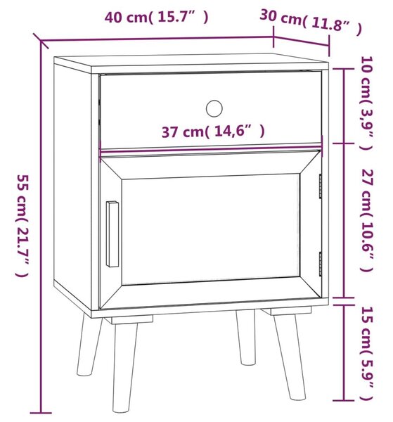 Κομοδίνα 2 τεμ. Λευκά 40 x 30 x 55 εκ. από Επεξεργασμένο Ξύλο - Λευκό